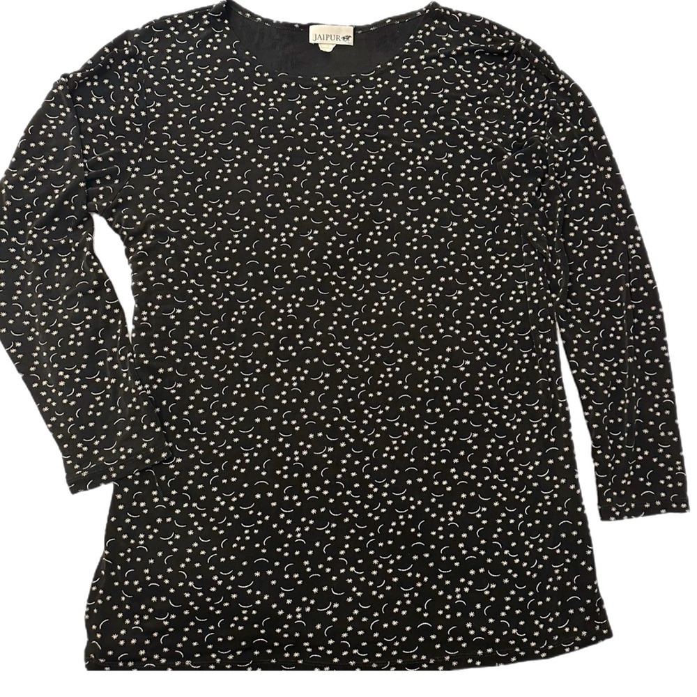 Vintage Jaipur Black and Cream Starry Night Top - Slinky & Stretchy